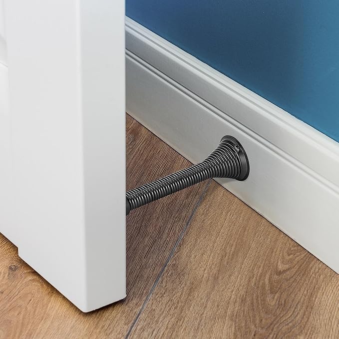 Ravinte Door Stoppers, 18 Pack Black Spring Door Stops with Rubber Bumper, Door Stoppers for Bottom of Door