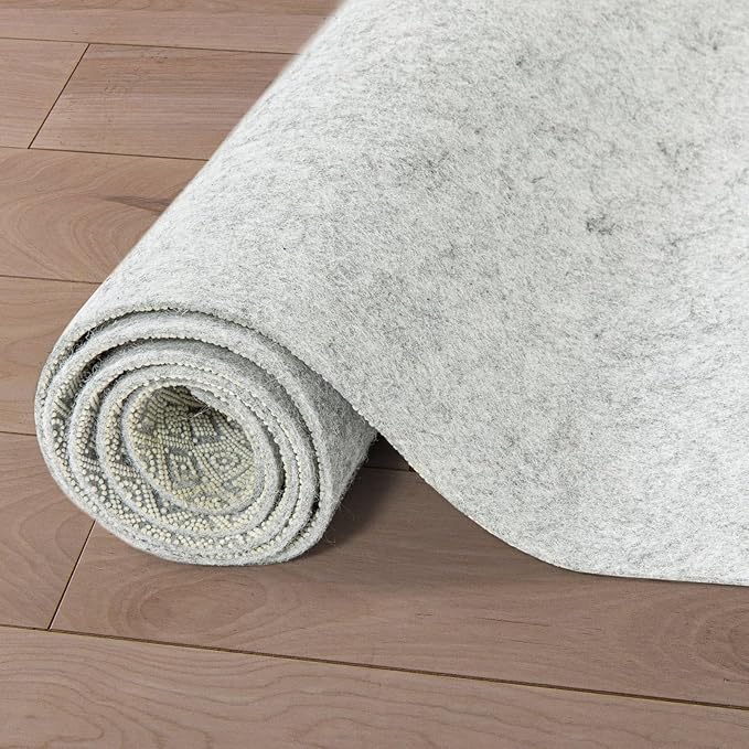WELL WOVEN Premium 1/4" Thick Felt Rug Pad 5x5 Square - Non Slip Rubber Backing for Hard Floors & Carpet - Easy Cut to Size for Custom Fit - Superior Cushioning & Floor Protection Shield