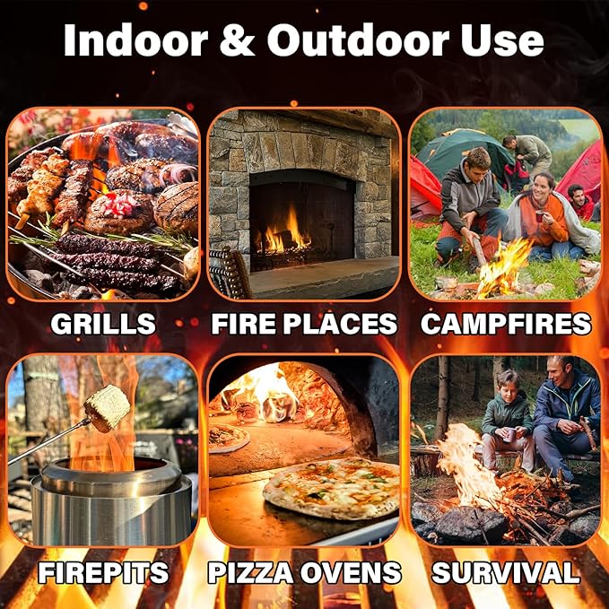HGD Natural Fire Starters (128 Pcs) - Waterproof & Odorless Charcoal Starters for Fireplace, Campfire, BBQ, Grill, Fire Pit, Wood & Pellet Stove, Chimney, Pizza Oven & Smoker - Indoor & Outdoor Use