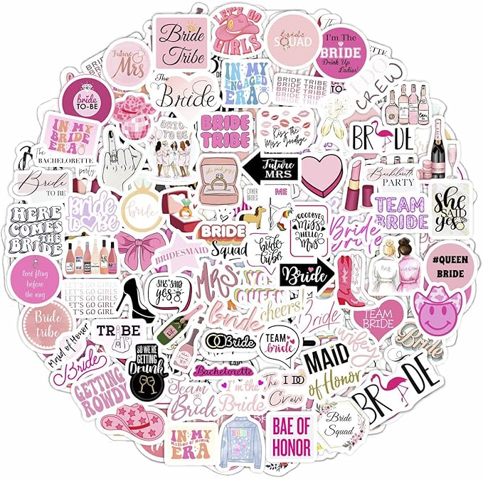 BulbaCraft 100Pcs Bachelorette Stickers, Bachelorette Party Stickers for Scrapbook, Laptop, Gifts for Women & Men