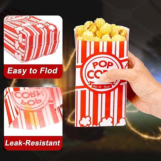 Homrelaxy 300 Pcs Paper Popcorn Bags, 1 oz Popcorn Bags Individual Servings, Bulk Pop Corn Sleeves for Pop Corn Machine, Movie Night, Cinema, Carnival, Party, Concessions