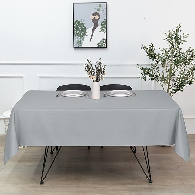 sancua Rectangle Tablecloth - 54 x 78 Inch - Stain and Wrinkle Resistant Washable Polyester Table Cloth, Decorative Fabric Table Cover for Dining Tables, Buffet Parties and Camping, Silver Grey