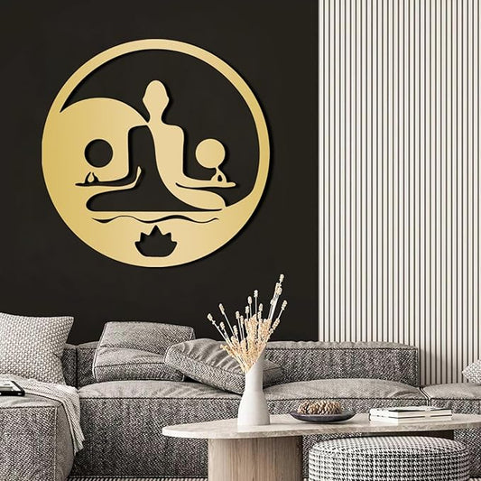 Metal Wall Decor-Metal Buddha Wall Decor, Metal Zen Wall Art, Yin Yang Wall Art, Buddha Wall Art, Meditation Wall Decor, Spiritual Wall Decor, Zen Wall Art, Yoga Room Wall Decor (Gold, 30x30in|76x76cm)
