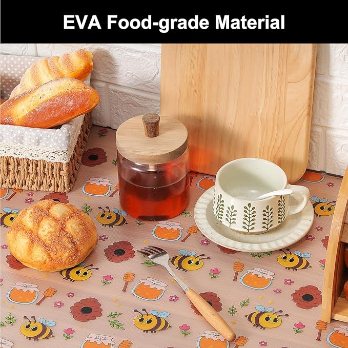 Cooyes Shelf Liner – Non-Slip Cabinet & Drawer Liner for Kitchen – Non-Adhesive Waterproof Shelf Paper with Modern Pattern – Durable EVA Cabinet Mat – Easy to Cut (Buff,17.5" W x 78.7" L)