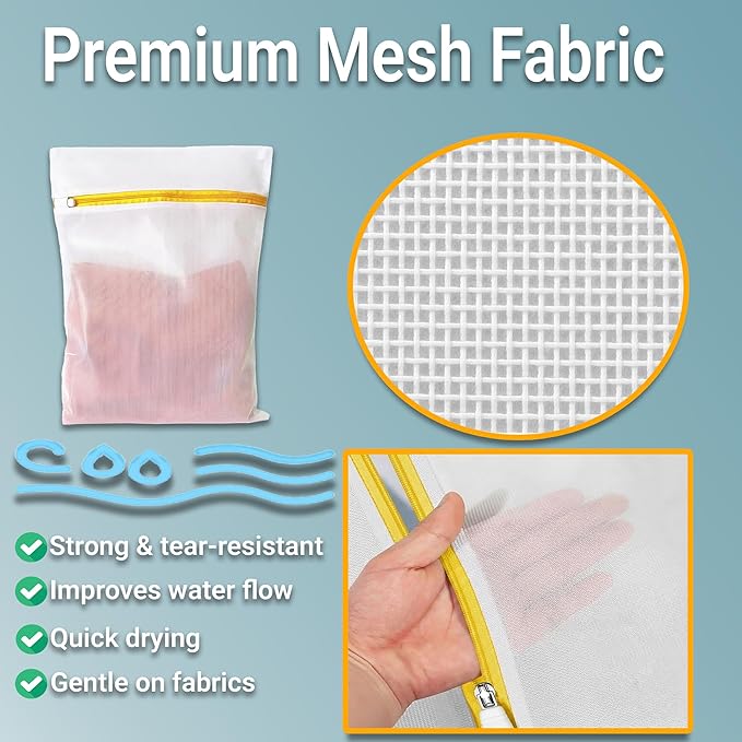 Mesh Laundry Bags for Delicates 16x20inch – 3 Pack Lingerie Bags for Washing Delicates, Fine Mesh with Sturdy Zipper, Protect Clothes in Washer & Dryer, Laundry Essentials for Home & Travel (Style 01)