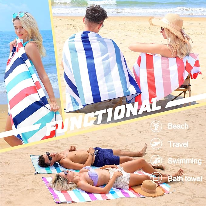 Exclusivo Mezcla Microfiber Quick Dry Beach Towel, Large Lightweight Sandfree Pool Towel for Swimming Camping Travel with Bag (Navy, 30x60 Inches)