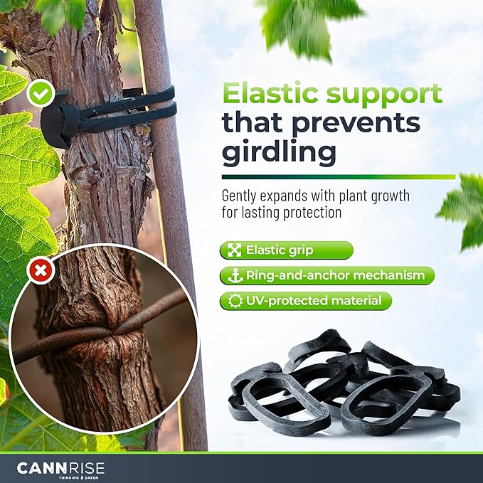 Anchor Bands for Trellising - 33-Pack 12 cm/4.72 in Rubber Vine Ties, UV-Protected Bands: Grapevines, Trees & Climbing Plants – Tool-Free Loop-and-Anchor Design for Install, Weatherproof