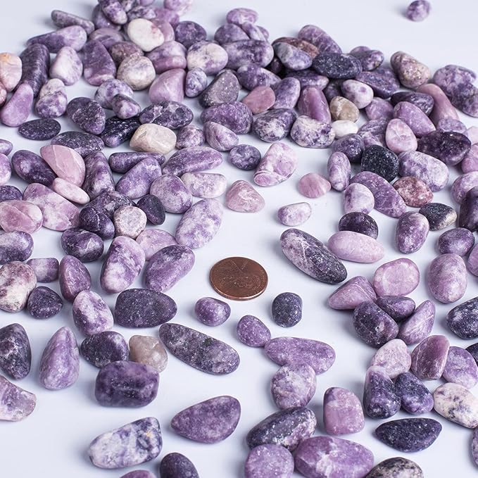 Polished Lepidolite Crystals Stone Set - 72 Pcs, 0.5" Handpicked Natural Tumbled Gemstones Rocks Agate Jasper, Pebbles for Reiki, Chakra, Healing Home Decor