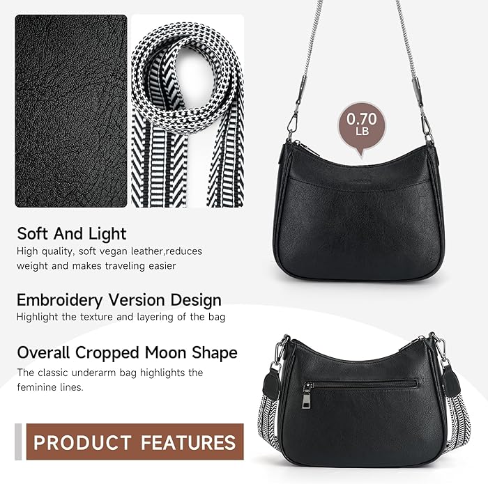 APHISON Trendy Leather Crossbody Purse with Adjustable Strap, Women's Shoulder Handbag