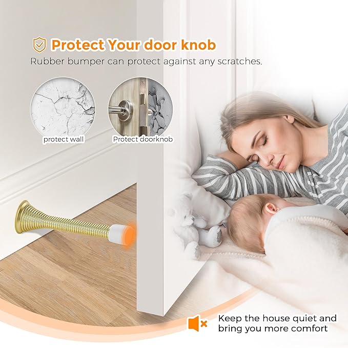 Ravinte Door Stoppers, 36 Pack Gold Spring Door Stops with Rubber Bumper, Door Stoppers for Bottom of Door