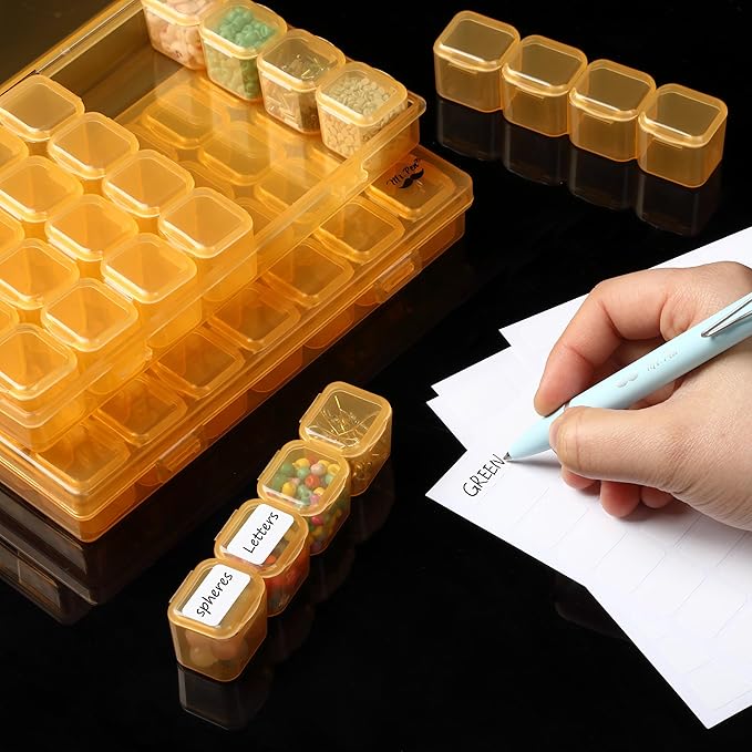 Mr. Pen - Bead Storage Containers, 28 Grids, 2 Pack, Transparent Orange Small Bead Organizer Box