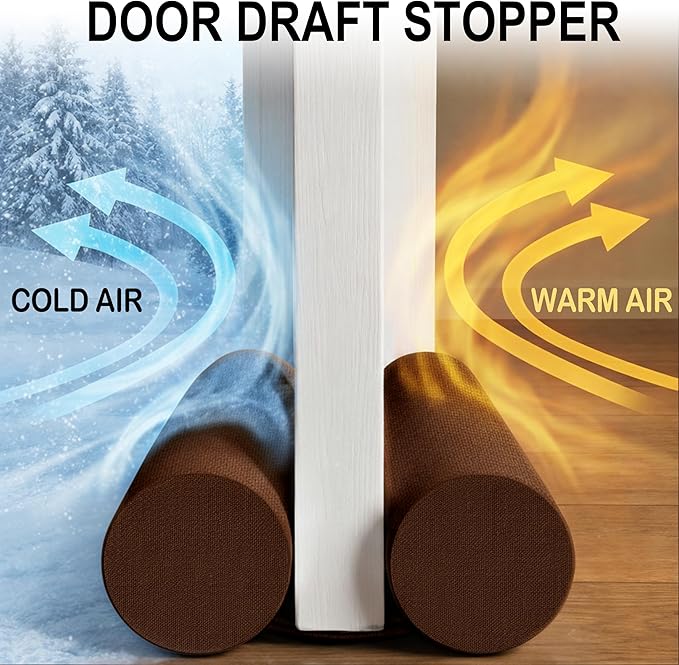MAXTID Brown Door Draft Stoppers, Adjustable 32"-38", Double Sided, Insulation Strip, Air Stopper, Gap Filler