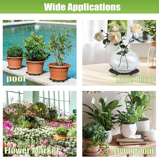QTLCOHD 8 Pcs Plant Riser, 8 Inch Black Pot Elevators for Plants, Plastic Plant Stand Indoor Outdoor