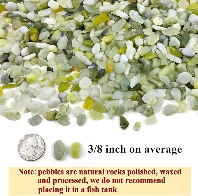 FANTIAN 2 lbs Jade Rocks for Plants Indoor, 3/8 inch Small Pebbles for Indoor Plants, Decorative Rocks for Succulents Cactus Bamboo Vases Landscaping Drainage and Outdoor Garden Rocks