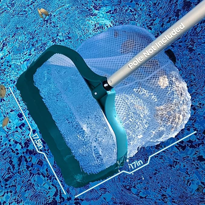 POOLWHALE Pool Skimmer Net - Upgrade Swimming Leaf Rake with Extra Wide Scoop Edge, Fine Mesh Nets for Pool Cleaning Leaves, Debris (Not Pole)