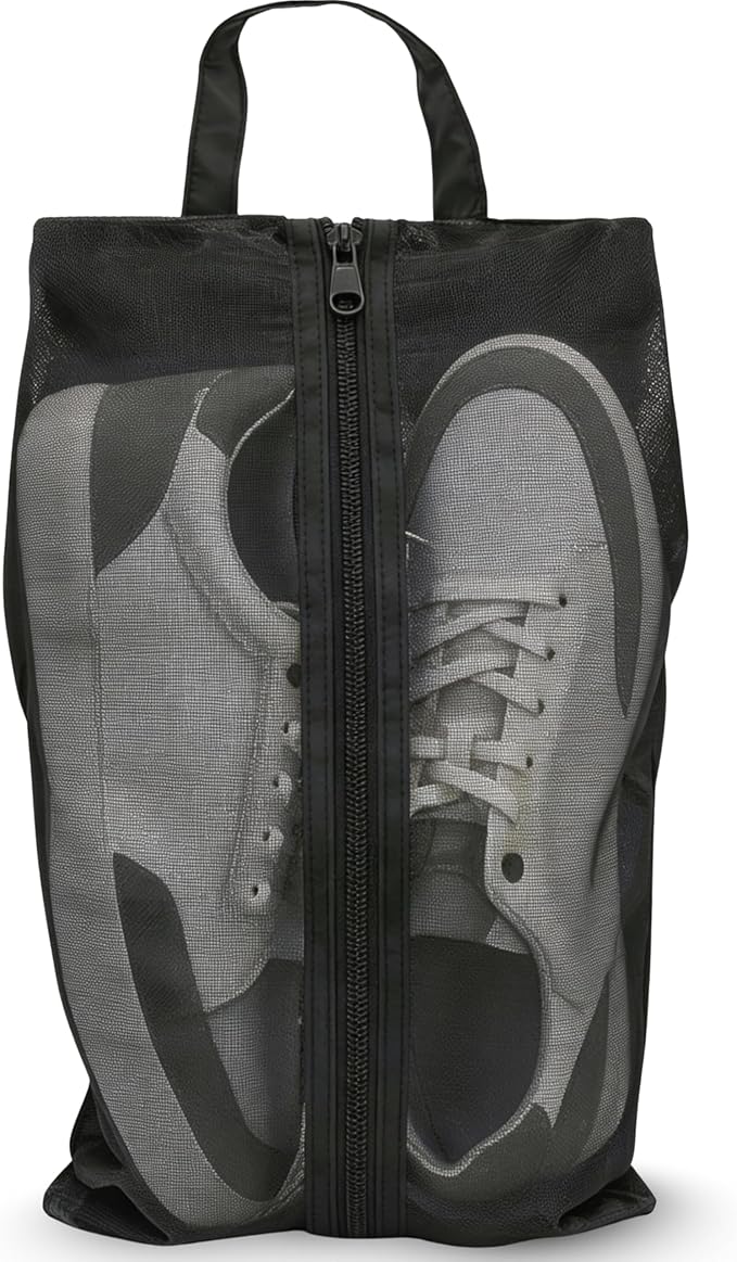 Travel Shoe Bag with Mesh & Zipper – Polyester TPU Sneaker Organizer, Portable Dustproof Storage & Laundry Wash Bag for Men’s and Women’s Shoes
