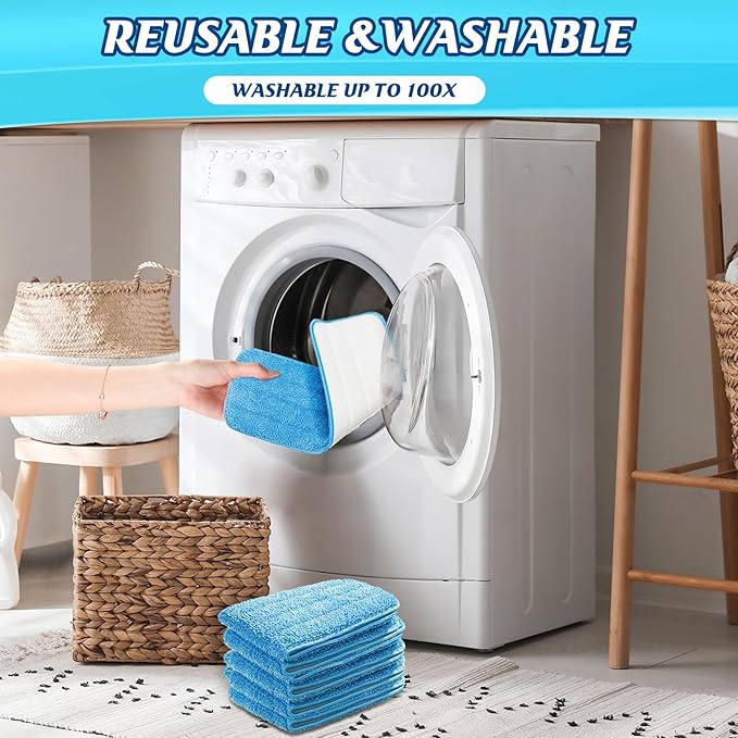 Gandeer 40 Pack Microfiber Mop Pads, Machine Washable Cleaning Flat Mop Head Replacement, Reusable Household Pads for Hardwood and Hard Surface Floor Cleaning and Scrubbing