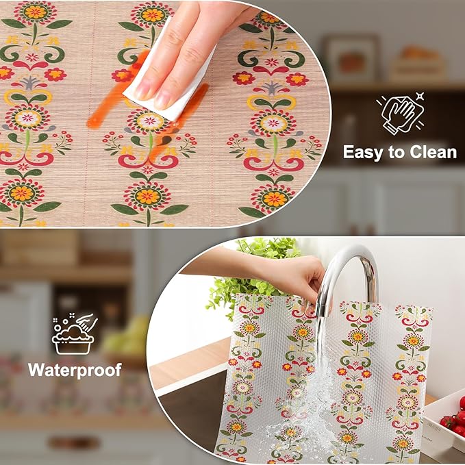 Cooyes Shelf Liner – Non-Slip Cabinet & Drawer Liner for Kitchen – Non-Adhesive Waterproof Shelf Paper with Modern Pattern – Durable EVA Cabinet Mat – Easy to Cut (Sunflower,11.8" W x 236" L)