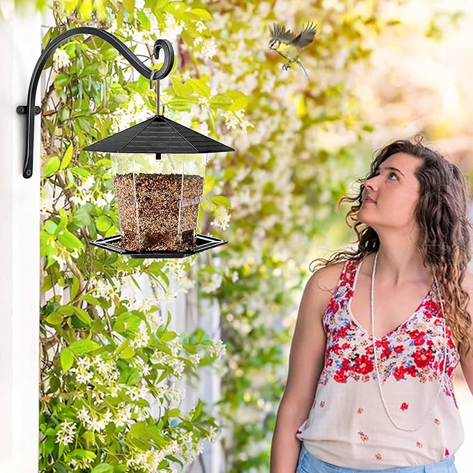 Qiang Ni Outdoor Bird Feeder Hanger Hooks: 12-Inch Wall Hanging Plant Bracket Indoor - 2 Pieces Plant Hooks for Hanging Flower Baskets
