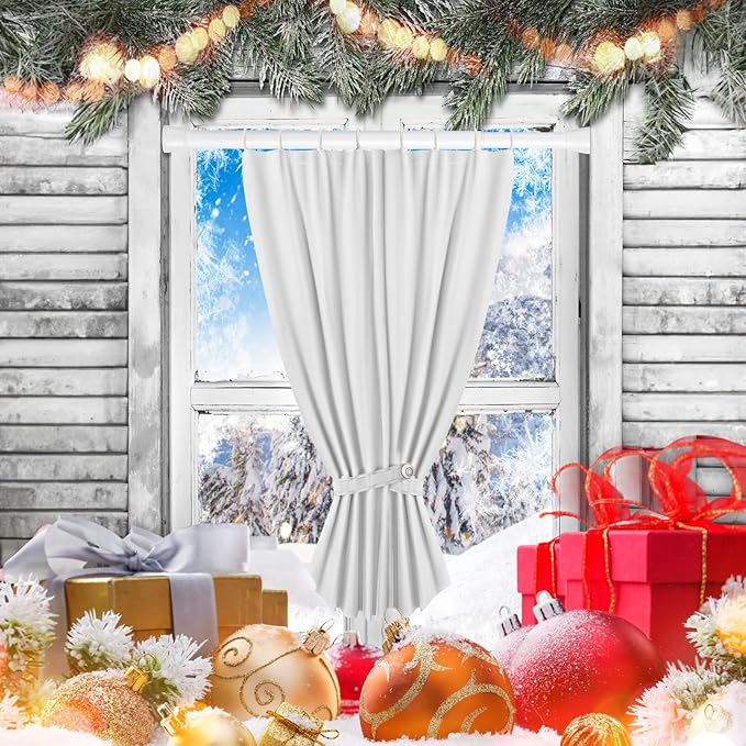 White Small Tension Curtain Rod 16-26 Inch,7/8" inch Adjustable Short Curtain Rod No Drilling,Spring Curtain Rod for Windows Kitchen Closet Doorway