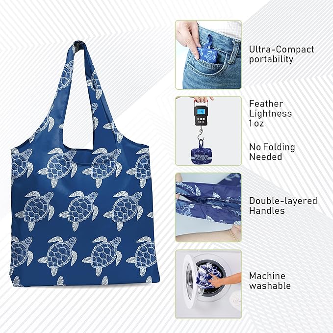 BeeGreen Boho Reusable Grocery Bags Foldable Machine Washable Reusable Shopping Bags Extra Large Reusable Bags Totes 66 Lbs Ultra-Lightweight Polyester Fabric