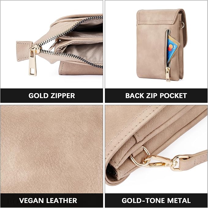 BOSTANTEN Vegan Leather Small Crossbody Bags for Women Designer Cell Phone Bag Wallet Purses Adjustable Strap
