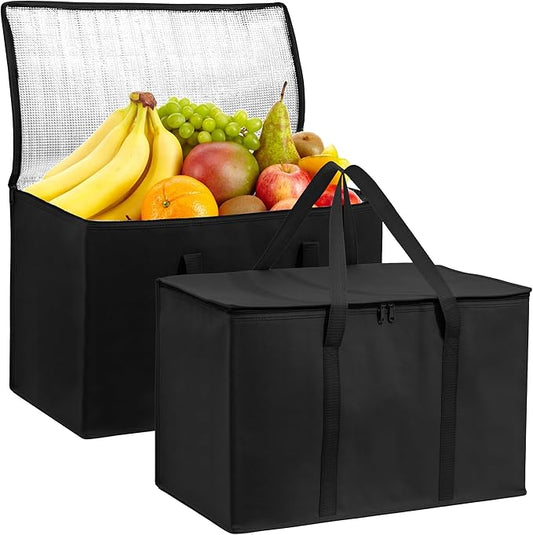 Carrywell Insulated Food Delivery and Catering Bags 2-Pack, XXXL Pizza Delivery and Reusable Warming Bag, Thermal Insulation Tote for Hot and Cold Food, Doordash, Not-Made In China