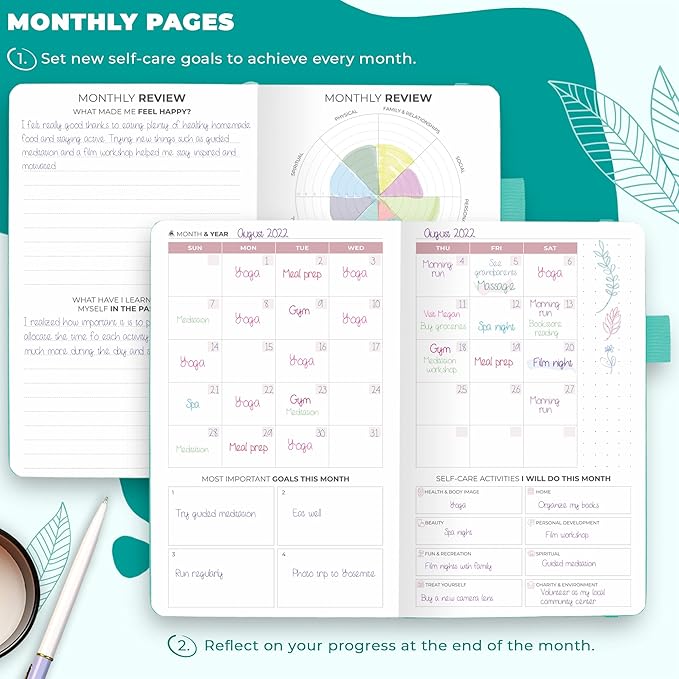 Clever Fox Self-Care Journal Pocket – Daily Reflection Notebook – Mental Health & Personal Development Planner, Meditation & Mood Log (Turquoise)