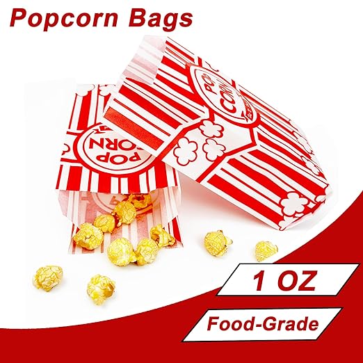 Homrelaxy 144 Pcs Paper Popcorn Bags, 1 oz Popcorn Bags Individual Servings, Bulk Pop Corn Sleeves for Pop Corn Machine, Movie Night, Cinema, Carnival, Party, Concessions