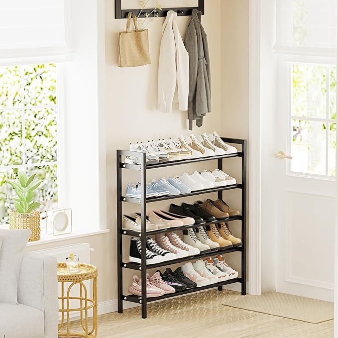 Mavivegue Expandable Shoe Rack, 5-Tier Shoe Organizer for Closet, Adjustable Shoe Rack for Front Door Entrance, Entryway