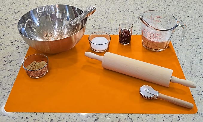 GASARÉ, Set of 2, Extra Large, Thick, Silicone Mats for Kitchen Counter, Heat Resistant Mats, Countertop Protector, Non-Slip, Easy to Clean, 25 x 17 Inches x 1.4mm, Orange