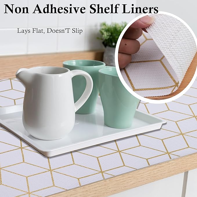 Shelf Liners for Kitchen Cabinets 20 Inch Wide X 20 Ft Non Adhesive Cabinet Drawer Liner Non Slip Water Oil-Proof Strong Grip Pantry Refrigerator Shelves Liner for Bathroom Drawer Cupboard Closet Mat