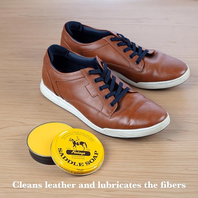 Fiebing's Yellow Saddle Soap for Leather (3.5 oz Tin) - Leather Cleaner & Conditioner to Soften, Protect & Restore Leathercraft - Leather Soap for Car Seat, Couch, Shoe, Purse, Boot, Bag, & Saddles