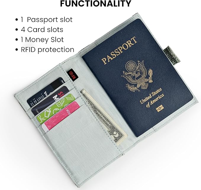 Sherpani Vienna, RFID Blocking Passport Holder, Travel Passport Cover Wallet, Travel Documents Organizer Protector for Women, Travel Gift (Granite Signature)