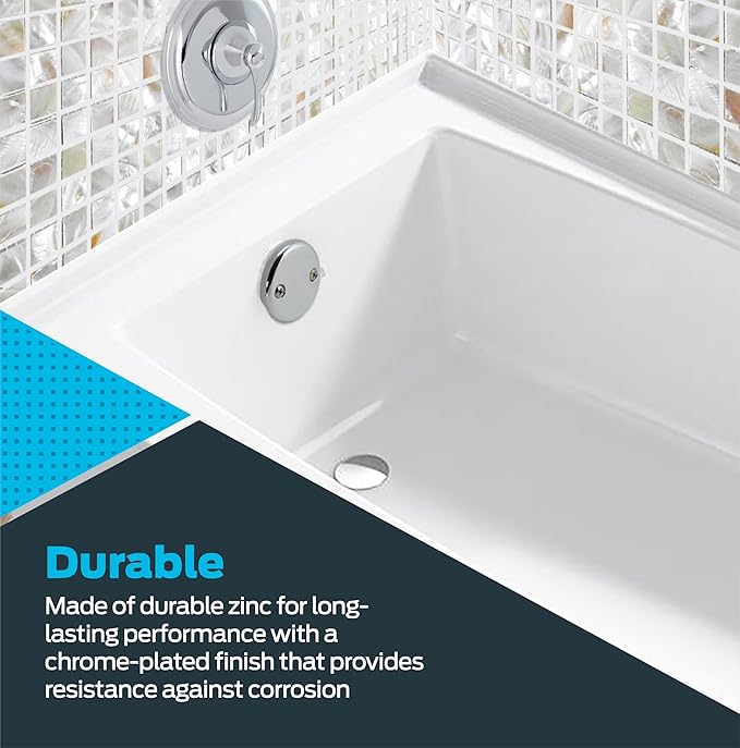 EZ-FLO 2-Hole Bathtub Overflow Face Plate with Screws, Chrome Finish, 35245