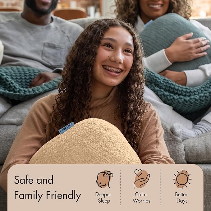 Quiet Mind Weighted Pillow for Adults 9 Lbs - Get Better Sleep - Sustainably Made and Chemical Free - Machine Washable (Medium, Cashew)
