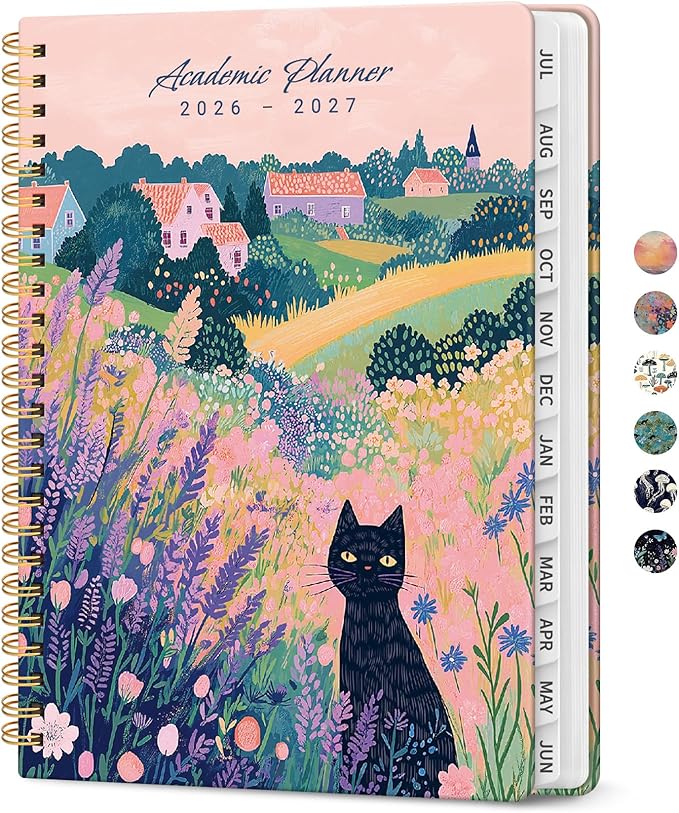 Planner 2026-2027, Academic Year Weekly and Monthly Calender Planner, from Jul 2026 - Jun 2027, Spiral Bound School Planning Book, Perfect for Teacher, Student, Women & Men, A5 (6.3" x 8.5"), Meadow Wanderer