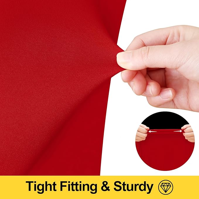 Smiry Spandex Tablecloth, Elastic Fitted Stretch Tablecloth for 8FT Rectangle Tables, Waterproof Washable Table Cover Skirt for Outdoor, Wedding, Banquet & Parties (Red, 96Lx30Wx30H Inch)