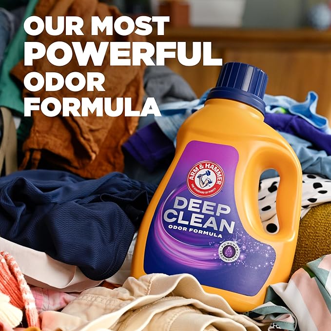 ARM & HAMMER Deep Clean Odor Formula Laundry Detergent Power Paks, Radiant Burst Scent, 32 Count, 32 Loads