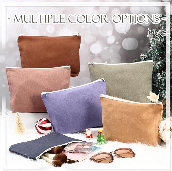 Reginary 10 Pcs Valentines Canvas Makeup Bags Bulk for Women Travel Toiletry Cosmetics Bags Blank DIY Pencil Pouch, Gift for Valentines Patrick's Day Wedding Bridal Shower Coworker(Pastel Color)