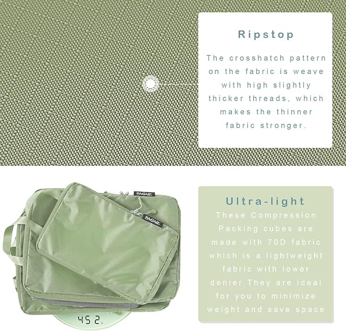 BAGAIL 6-Piece Ultralight Compression Packing Cubes Packing Organizer for Travel Accessories Luggage Suitcase Backpack