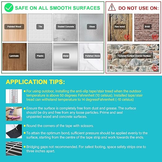 Qingluan Grip Tape, Anti Slip Tape Outdoor/Indoor Waterproof, Non Slip Tape for Stair Steps, Tread Staircases, Ramps, Skateboards (Black Tape, 7.8" x 33Ft)