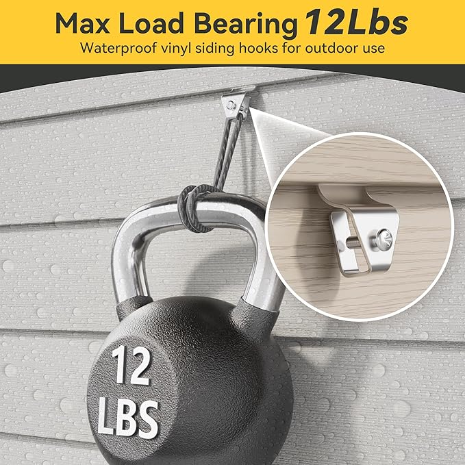 Cozcty Vinyl Siding Clips, 16 Pack Stainless Steel No Hole Outdoor Siding Hooks, Heavy Duty Loose Siding Fasteners Vinyl with Screws, Soffit Clips for Hanging Garlands, Wreaths, Home Decorations