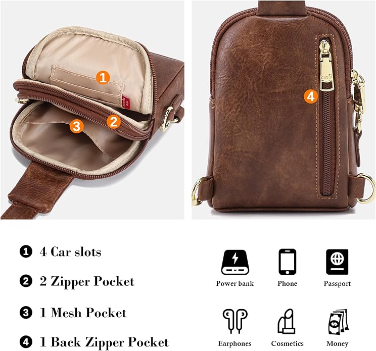 INICAT Small Sling Bag for Women Everyday & Travel Crossbody Bags Lightweight Cross Body Purses Vegan Leather