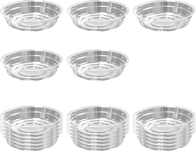TRUEDAYS Clear Plant Saucers Flower Pot Tray Excellent for Indoor & Outdoor Plants, 6 Inch 10 Pack