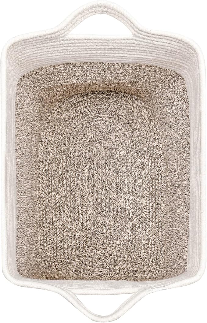 Laughbird Tall Storage Baskets for Clothes Fabric Cotton Rope Storage Basket bin with Handles, Decorative Woven Basket for Living Room,Closet Organizer Blankets, and 2bags Brown 17.8×W12.5×H17.9)