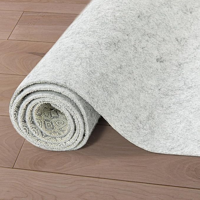 WELL WOVEN Premium 1/4" Thick Felt Rug Pad 6 Round - Non Slip Rubber Backing for Hard Floors & Carpet - Easy Cut to Size for Custom Fit - Superior Cushioning & Floor Protection Shield