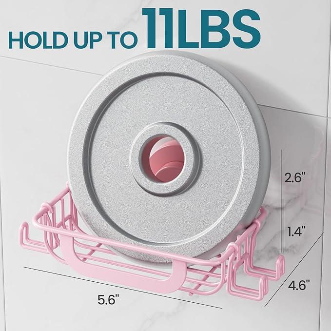 TAILI Soap Bar Holder Dish with Hooks, Shower Soap Tray Saver Suction Cup with Razor Holder for Wall, Rustproof Stainless Steel Bath Shampoo Caddy for Bathroom Accessories Organizer, Pink