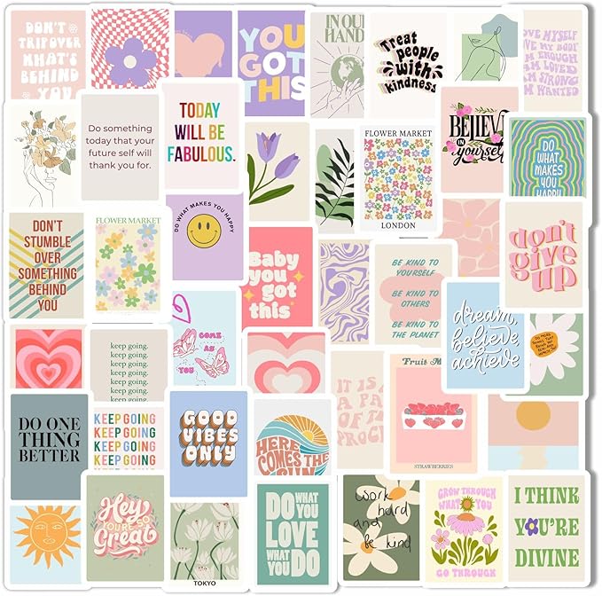 Aesthetic Stickers Pastel - Pink Coquette Quote Stickers - Inspirational Quote Party Favors & Decorations, Waterproof Vinyl Decal, Motivational Sayings