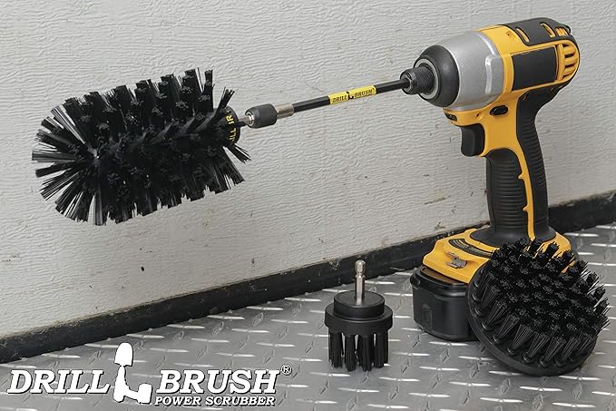Oil Stain Remover Scrub Brush Attachment for Drill Set - Household Cleaning Tools and Scrub Brushes for Cleaning Grills - Electric Spin Scrubber Cleaning Supplies Set - Industrial Cleaning Products